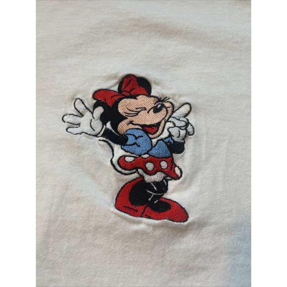 Vintage 1991 Large Disney Mickey Minnie Mouse Embroidered Single Stitch T-Shirt - Picture 9 of 10